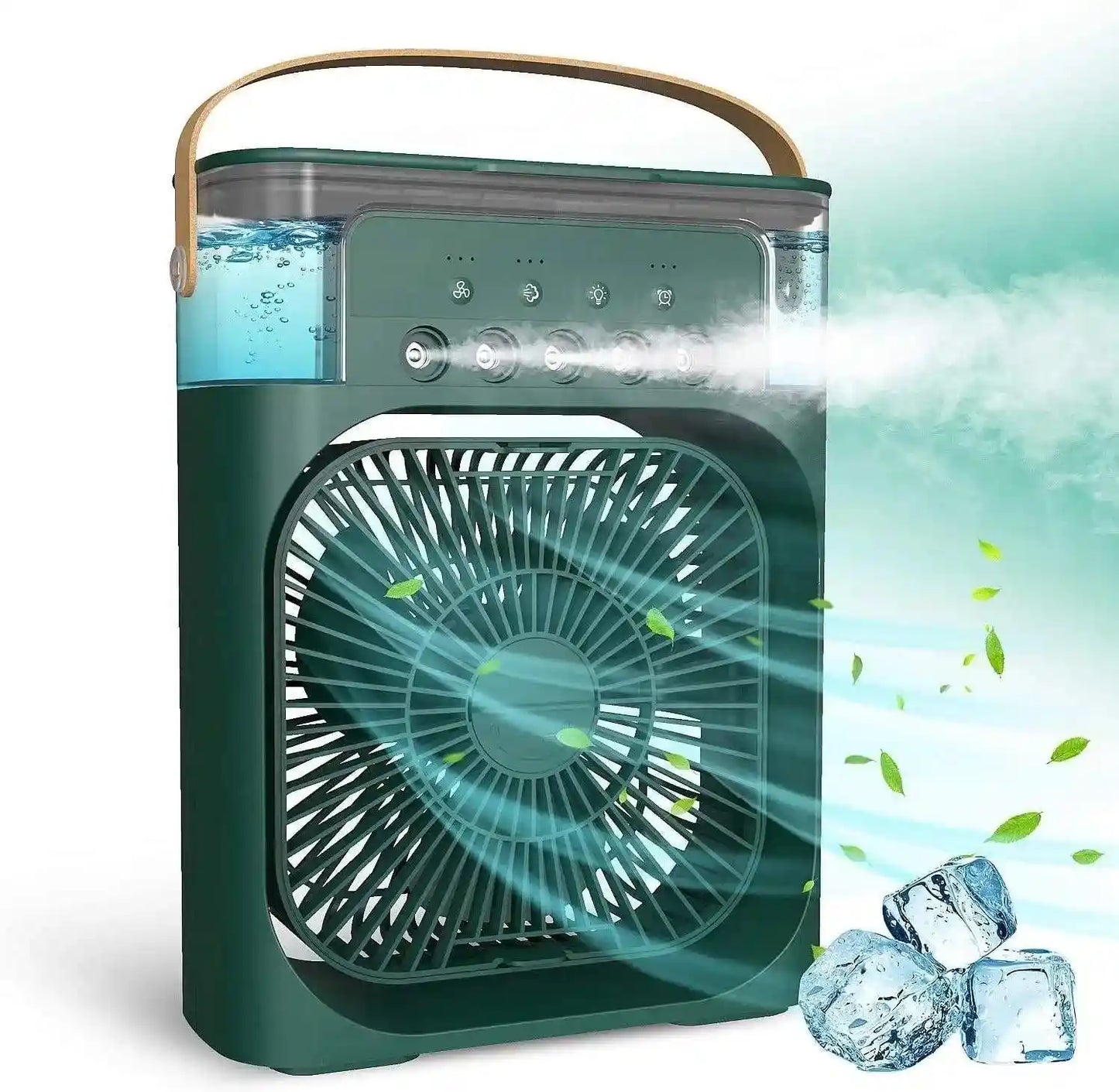 USB Portable Humidifier Fan Air Conditioner Fan with 7 Colors LED Light