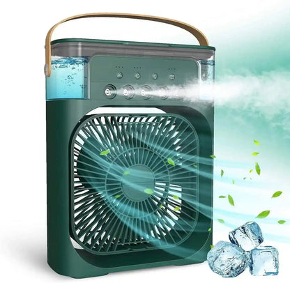 USB Portable Humidifier Fan Air Conditioner Fan with 7 Colors LED Light